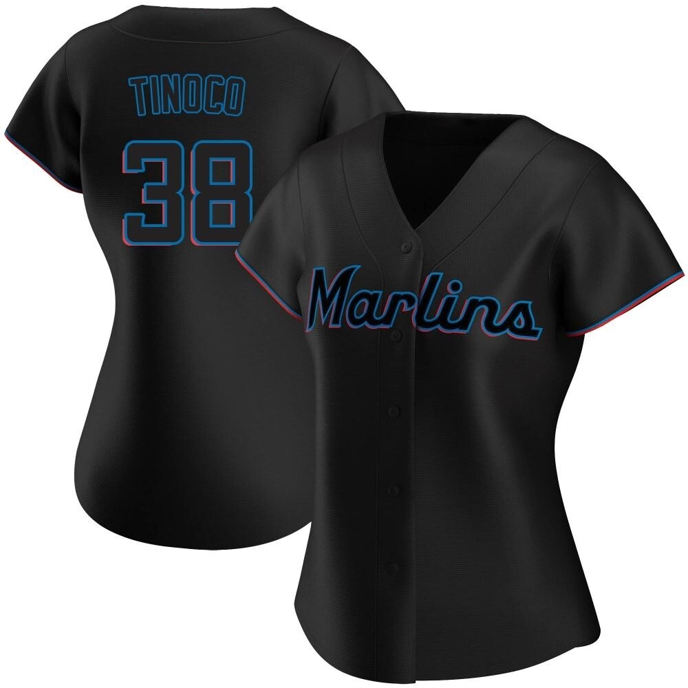 Women's Authentic Miami Marlins Jesus Tinoco Alternate Jersey - Black Women's Authentic Miami Marlins Jesus Tinoco Alternate Jersey - Black