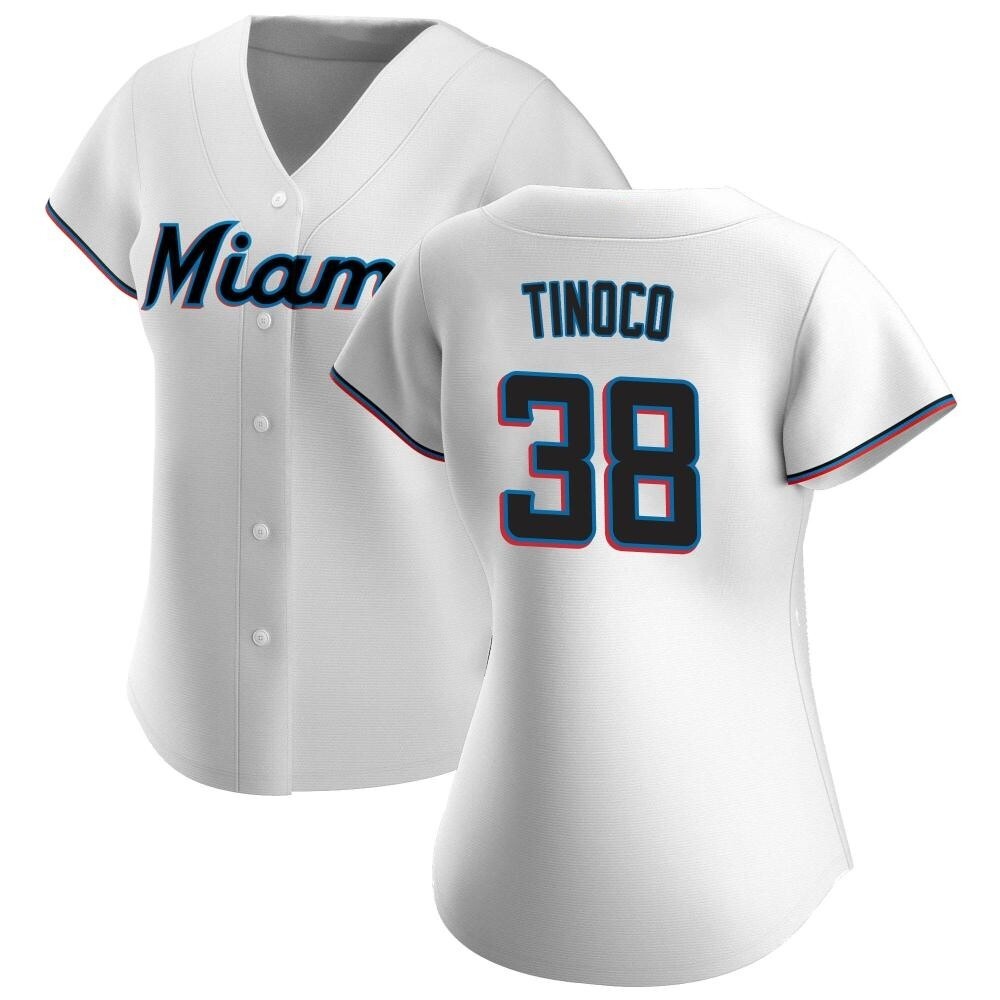 Women's Authentic Miami Marlins Jesus Tinoco Home Jersey - White Women's Authentic Miami Marlins Jesus Tinoco Home Jersey - White