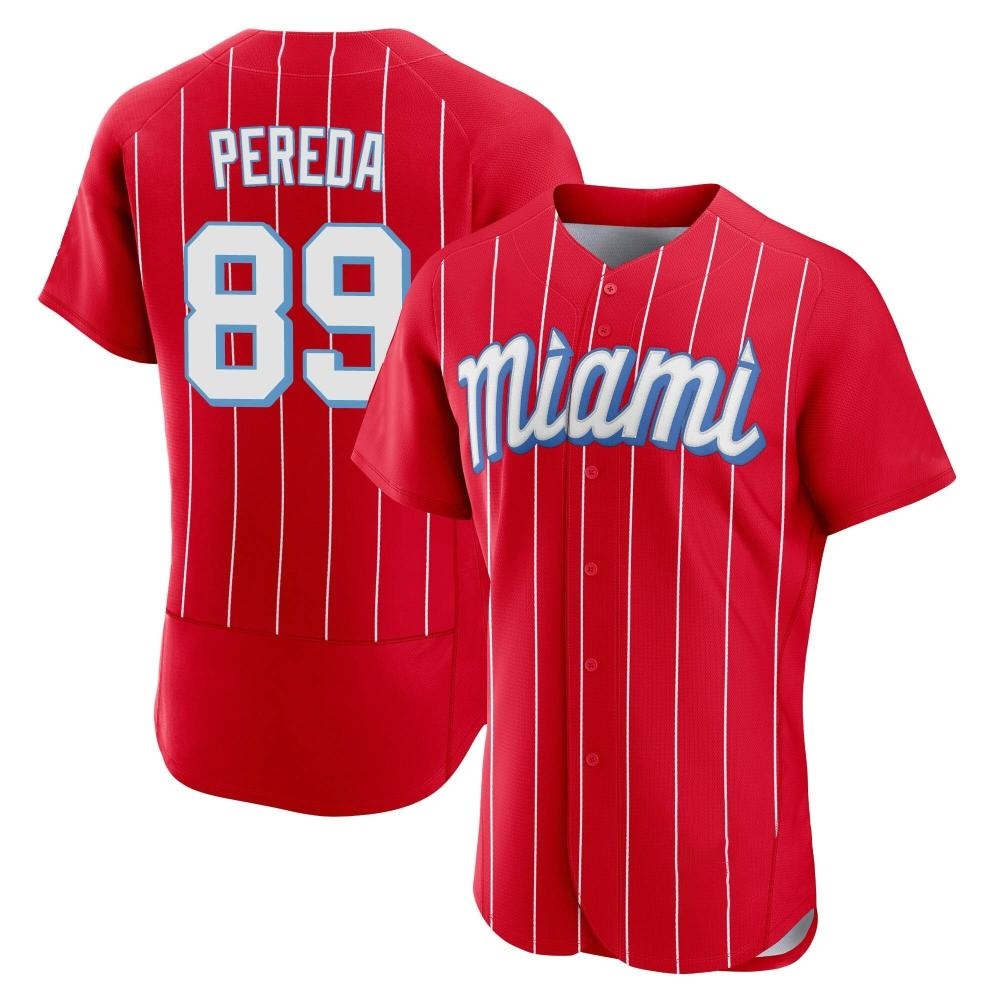Authentic Miami Marlins Jhonny Pereda 2021 City Connect Jersey - Red Authentic Miami Marlins Jhonny Pereda 2021 City Connect Jersey - Red