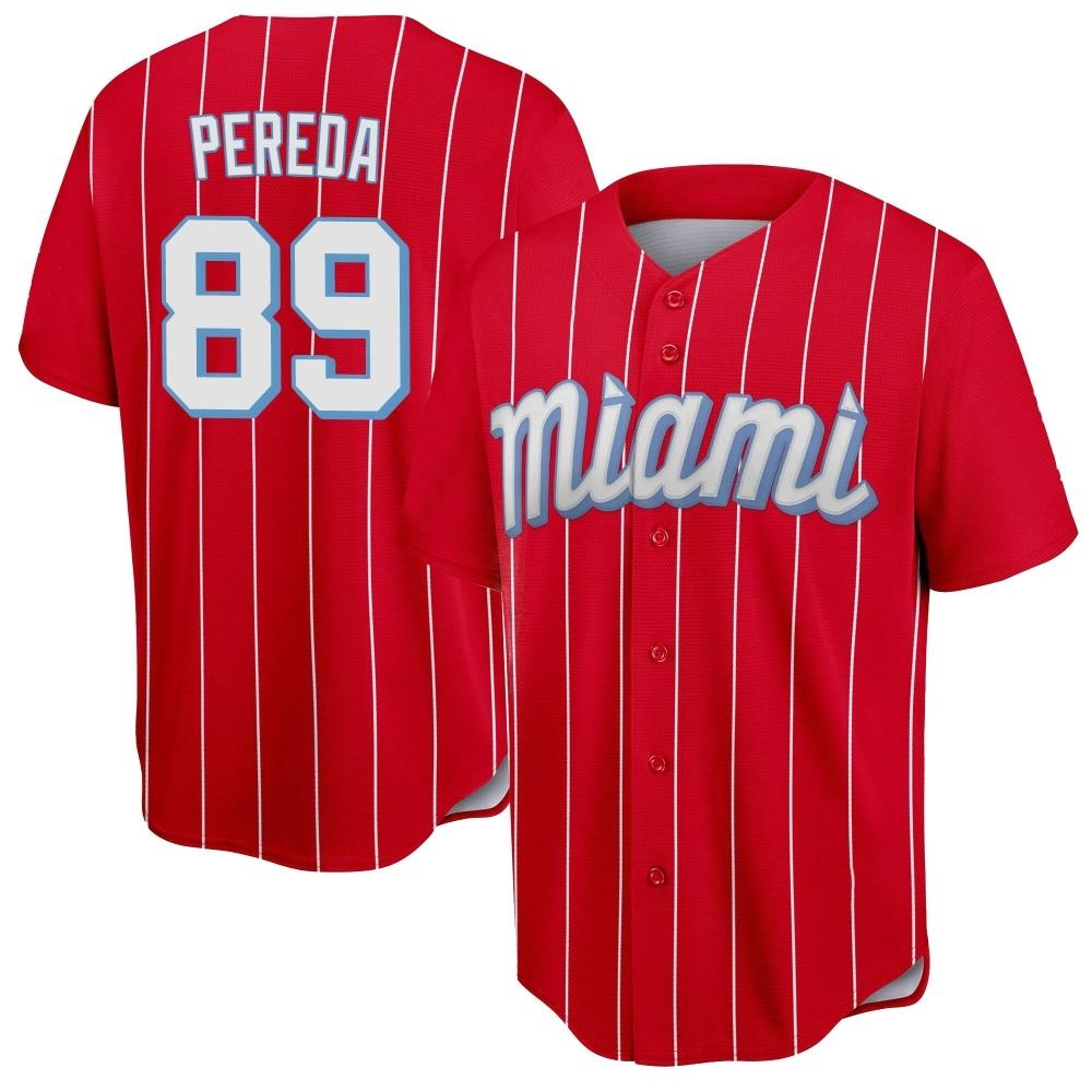 Replica Miami Marlins Jhonny Pereda 2021 City Connect Jersey - Red Replica Miami Marlins Jhonny Pereda 2021 City Connect Jersey - Red