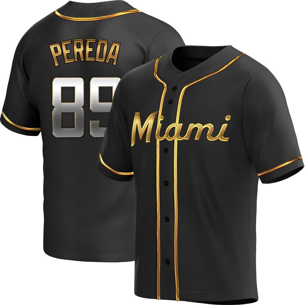 Replica Miami Marlins Jhonny Pereda Alternate Jersey - Black Golden Replica Miami Marlins Jhonny Pereda Alternate Jersey - Black Golden