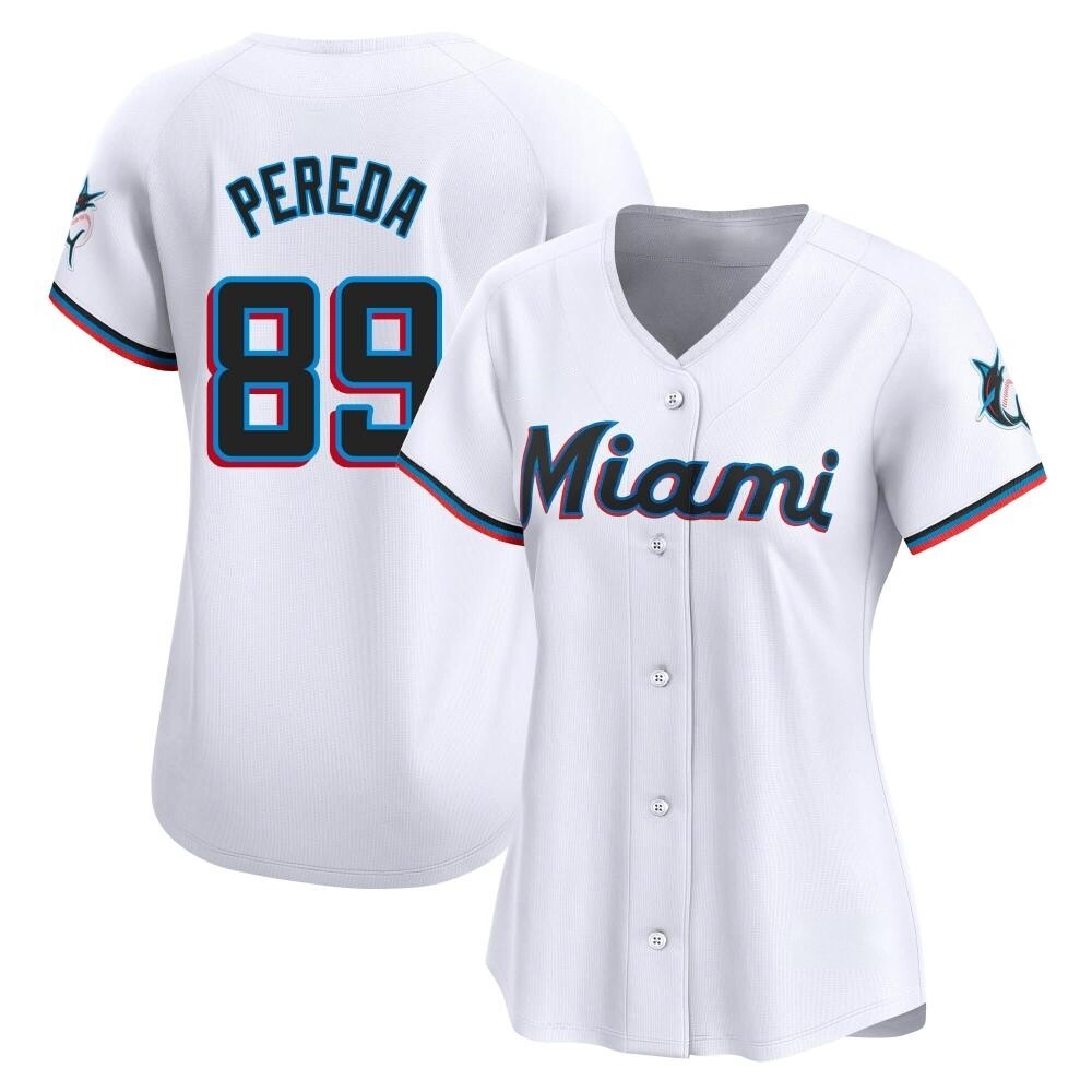 Women's Limited Miami Marlins Jhonny Pereda Home Jersey - White Women's Limited Miami Marlins Jhonny Pereda Home Jersey - White