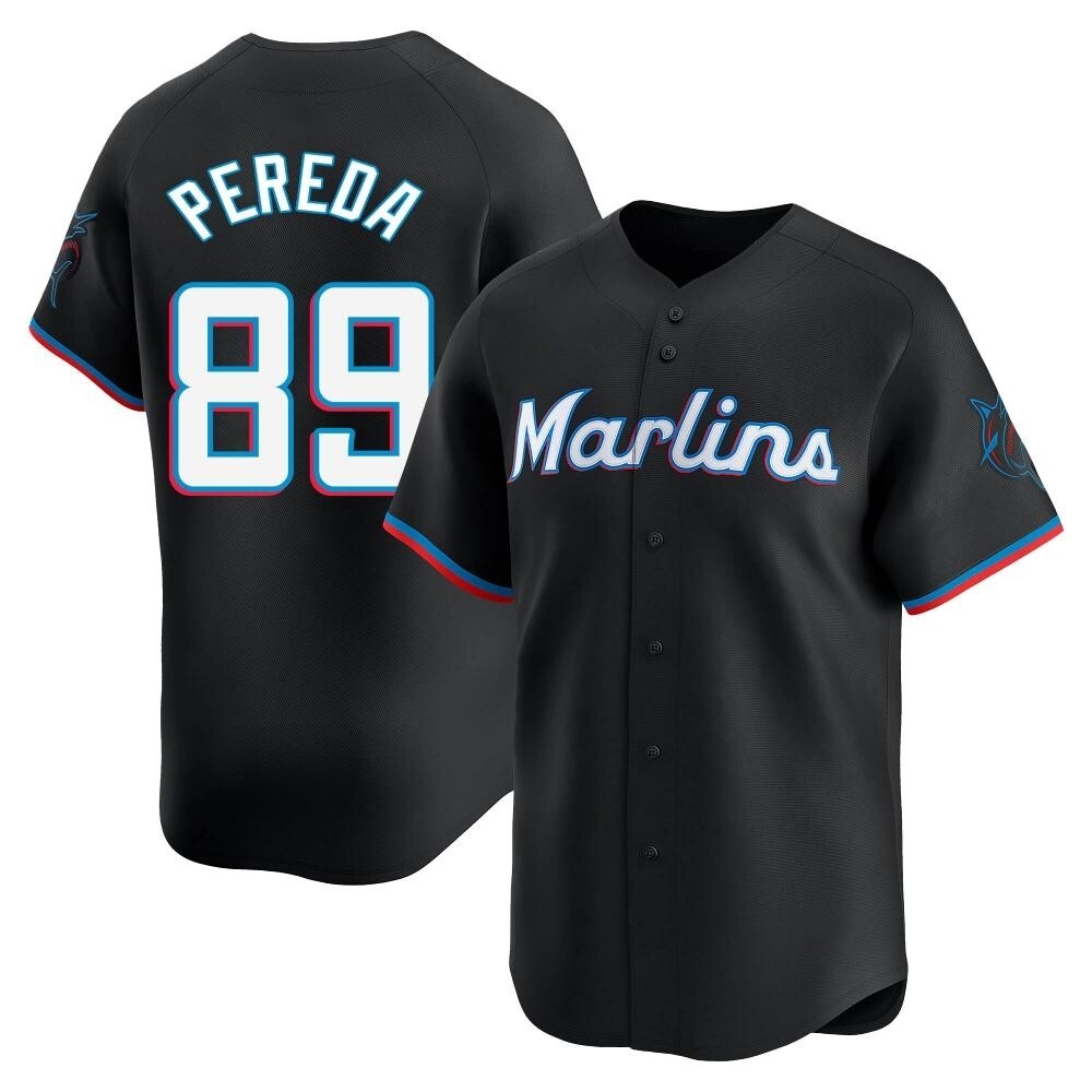 Youth Limited Miami Marlins Jhonny Pereda Alternate Jersey - Black Youth Limited Miami Marlins Jhonny Pereda Alternate Jersey - Black