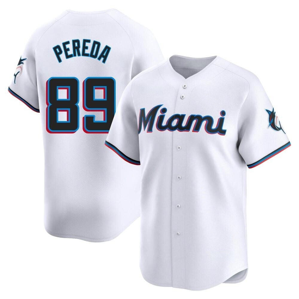 Youth Limited Miami Marlins Jhonny Pereda Home Jersey - White Youth Limited Miami Marlins Jhonny Pereda Home Jersey - White