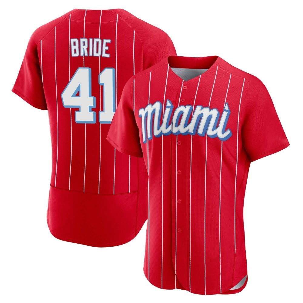 Authentic Miami Marlins Jonah Bride 2021 City Connect Jersey - Red Authentic Miami Marlins Jonah Bride 2021 City Connect Jersey - Red