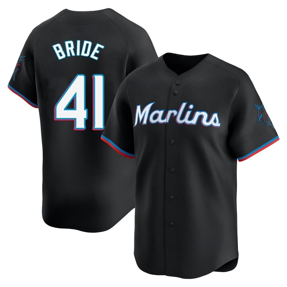 Limited Miami Marlins Jonah Bride Alternate Jersey - Black Limited Miami Marlins Jonah Bride Alternate Jersey - Black