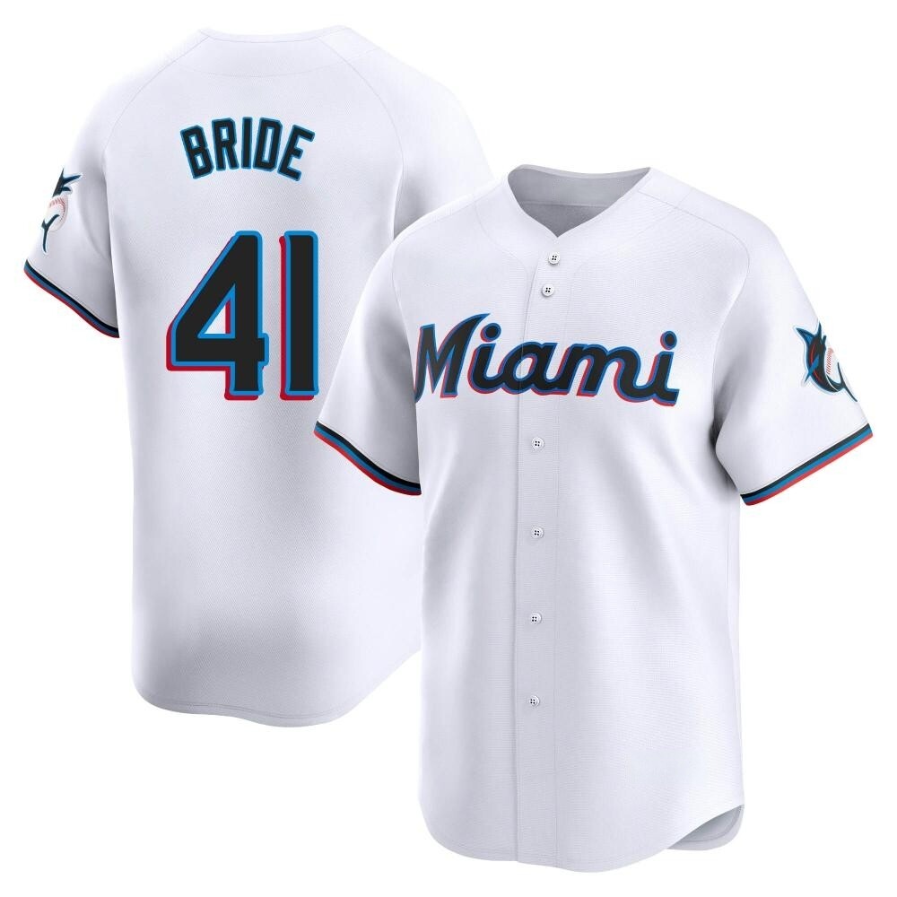 Limited Miami Marlins Jonah Bride Home Jersey - White Limited Miami Marlins Jonah Bride Home Jersey - White
