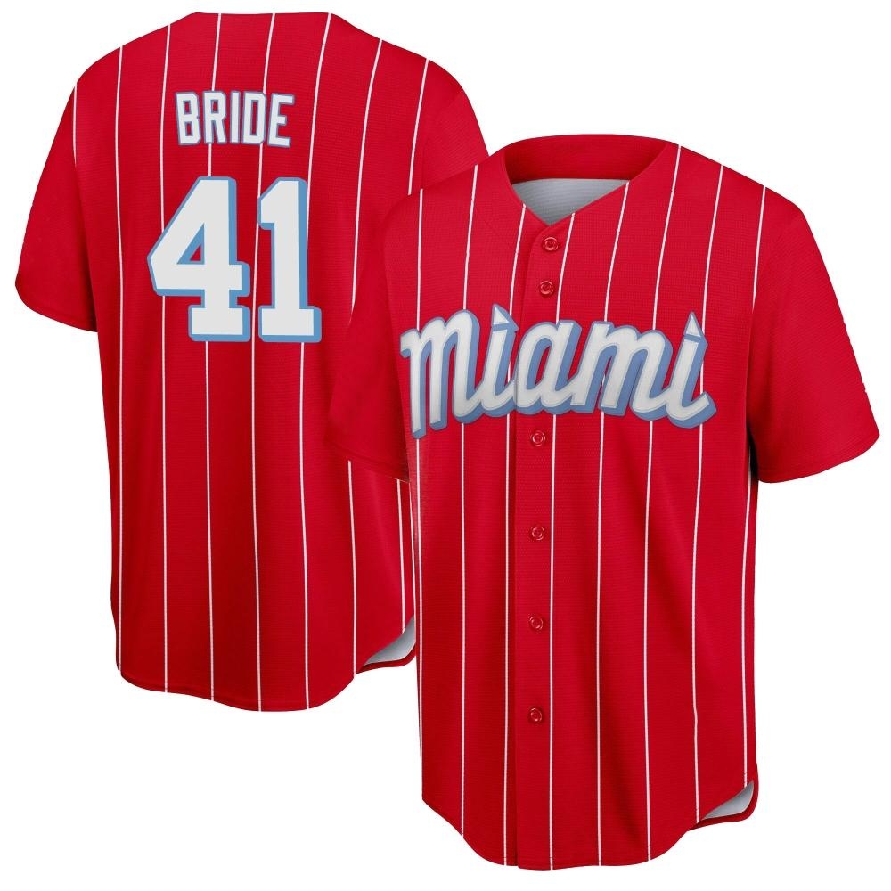 Replica Miami Marlins Jonah Bride 2021 City Connect Jersey - Red Replica Miami Marlins Jonah Bride 2021 City Connect Jersey - Red