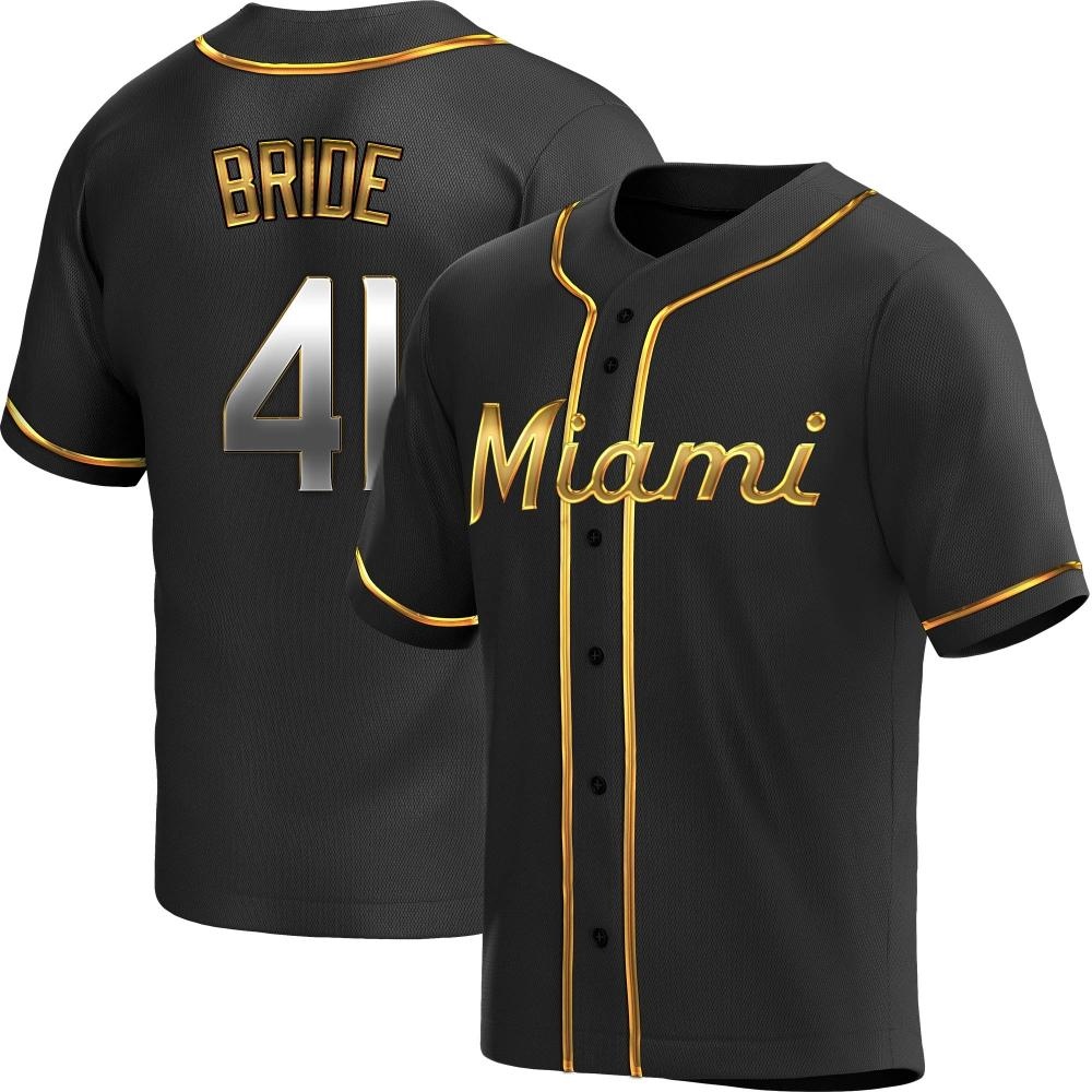 Replica Miami Marlins Jonah Bride Alternate Jersey - Black Golden Replica Miami Marlins Jonah Bride Alternate Jersey - Black Golden