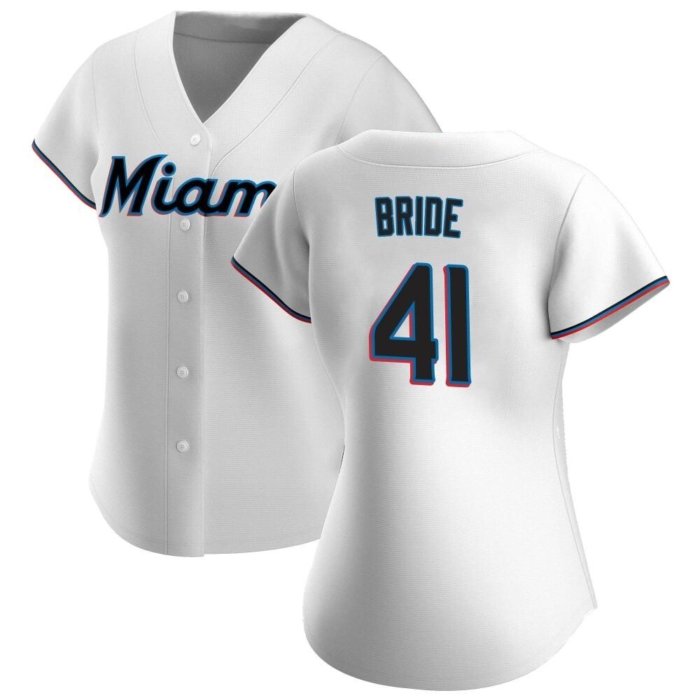 Women's Authentic Miami Marlins Jonah Bride Home Jersey - White Women's Authentic Miami Marlins Jonah Bride Home Jersey - White