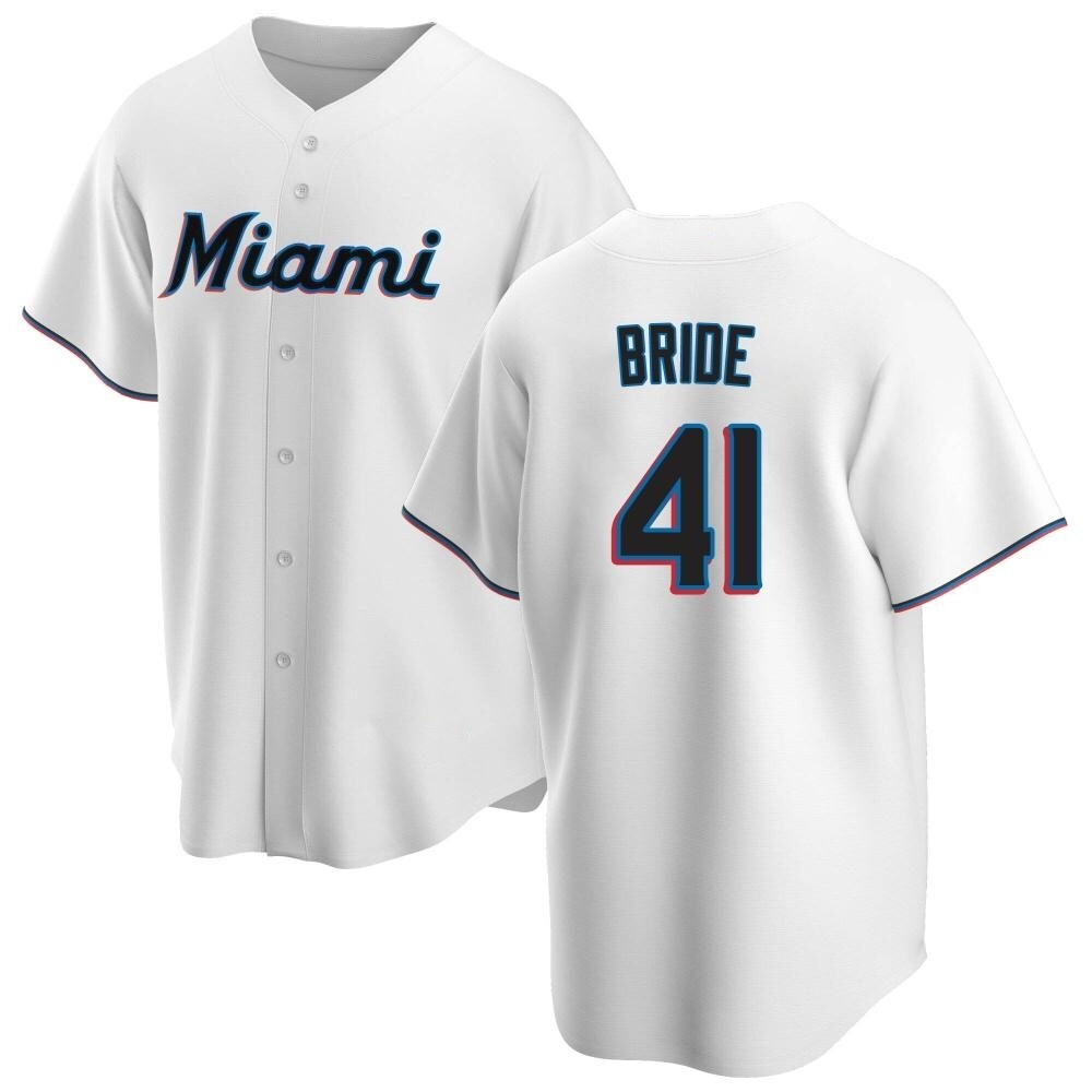 Youth Replica Miami Marlins Jonah Bride Home Jersey - White Youth Replica Miami Marlins Jonah Bride Home Jersey - White