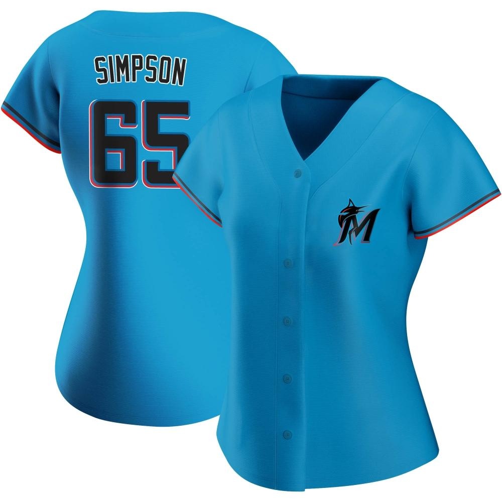 Women's Authentic Miami Marlins Josh Simpson Alternate Jersey - Blue Women's Authentic Miami Marlins Josh Simpson Alternate Jersey - Blue