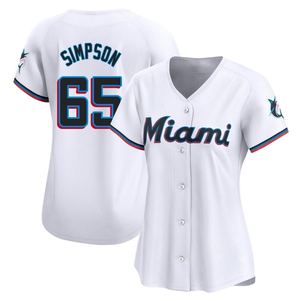 Women's Limited Miami Marlins Josh Simpson Home Jersey - White Women's Limited Miami Marlins Josh Simpson Home Jersey - White