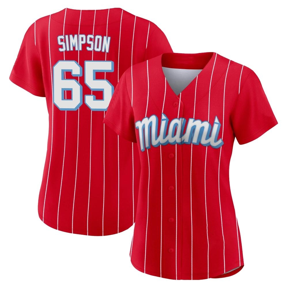 Women's Replica Miami Marlins Josh Simpson 2021 City Connect Jersey - Red Women's Replica Miami Marlins Josh Simpson 2021 City Connect Jersey - Red