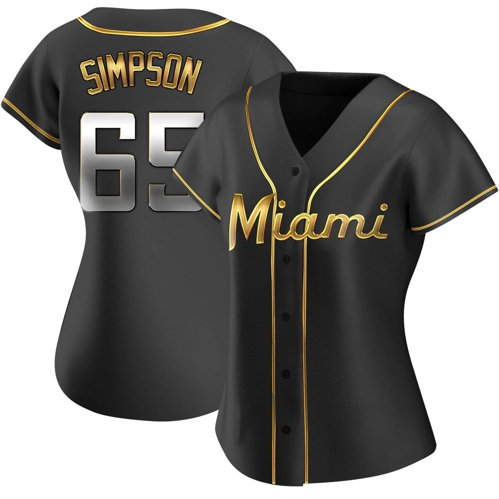 Women's Replica Miami Marlins Josh Simpson Alternate Jersey - Black Golden Women's Replica Miami Marlins Josh Simpson Alternate Jersey - Black Golden