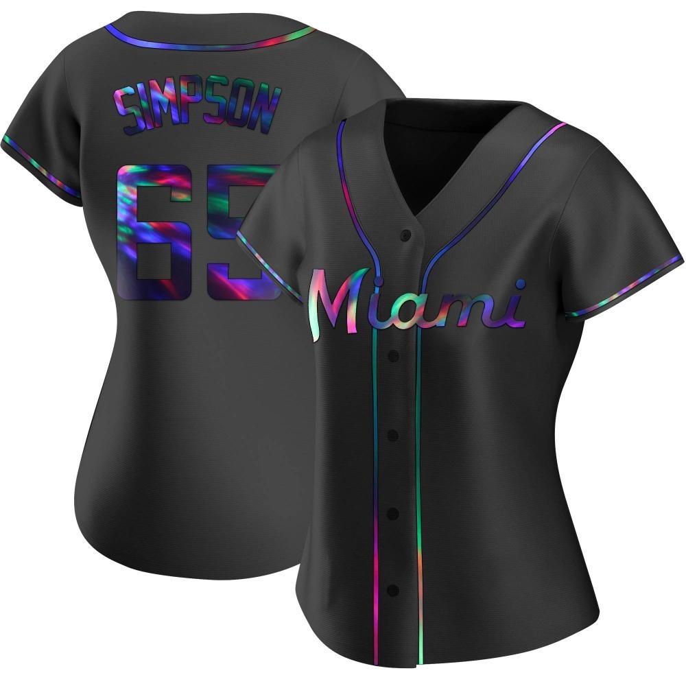 Women's Replica Miami Marlins Josh Simpson Alternate Jersey - Black Holographic Women's Replica Miami Marlins Josh Simpson Alternate Jersey - Black Holographic