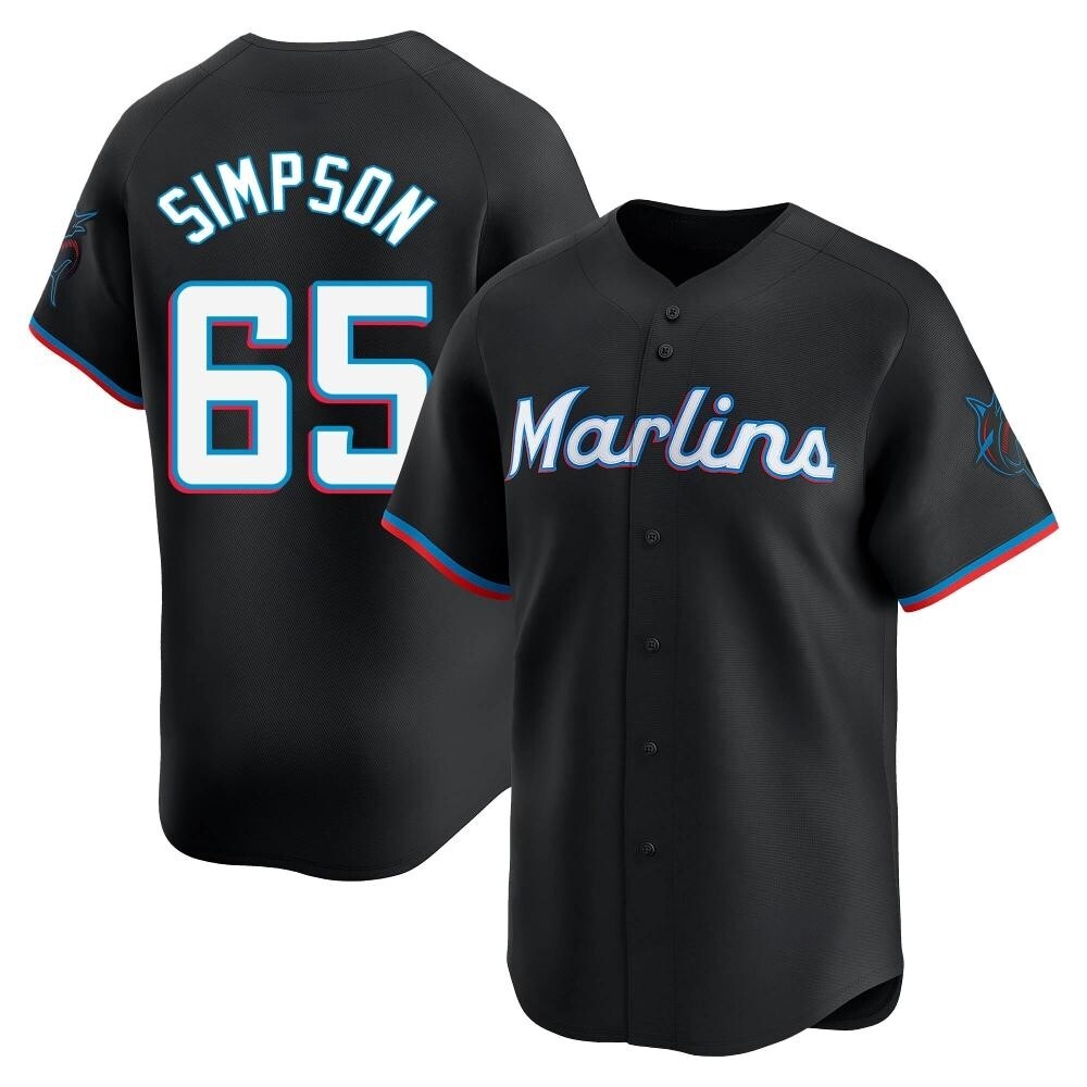 Youth Limited Miami Marlins Josh Simpson Alternate Jersey - Black Youth Limited Miami Marlins Josh Simpson Alternate Jersey - Black