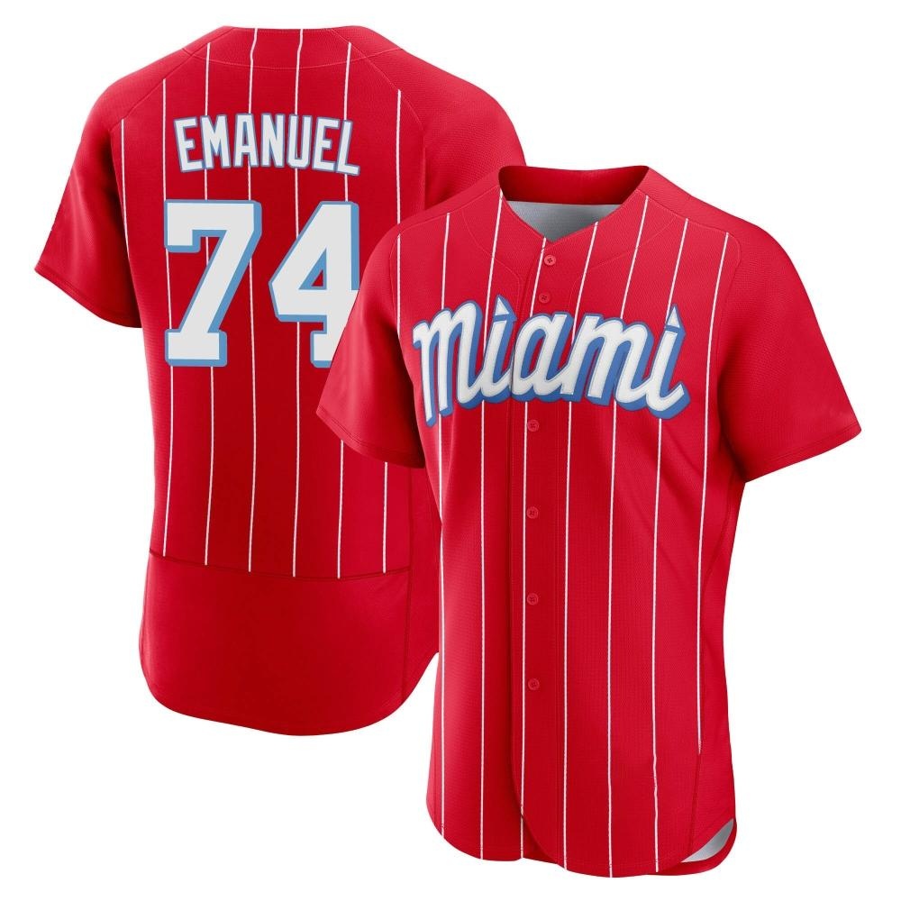 Authentic Miami Marlins Kent Emanuel 2021 City Connect Jersey - Red Authentic Miami Marlins Kent Emanuel 2021 City Connect Jersey - Red
