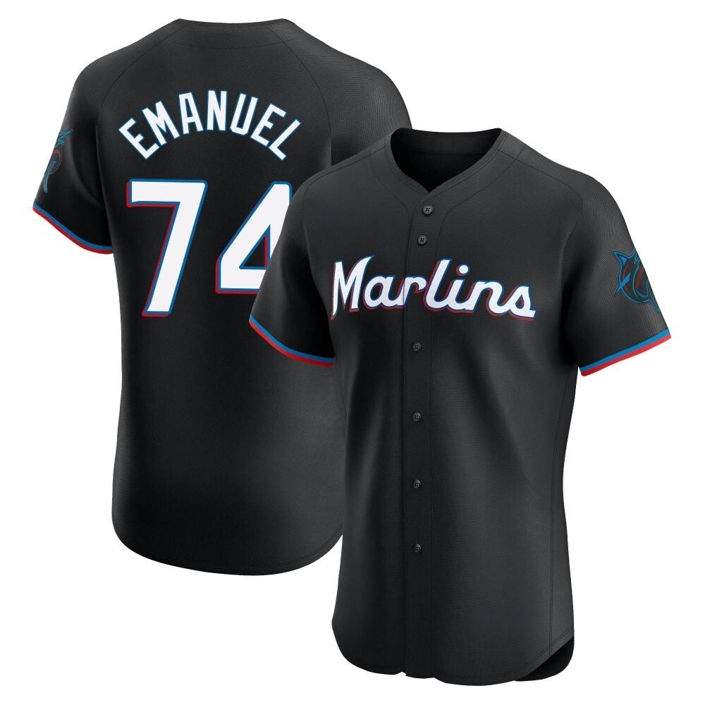 Elite Miami Marlins Kent Emanuel Alternate Vapor Premier Jersey - Black Elite Miami Marlins Kent Emanuel Alternate Vapor Premier Jersey - Black