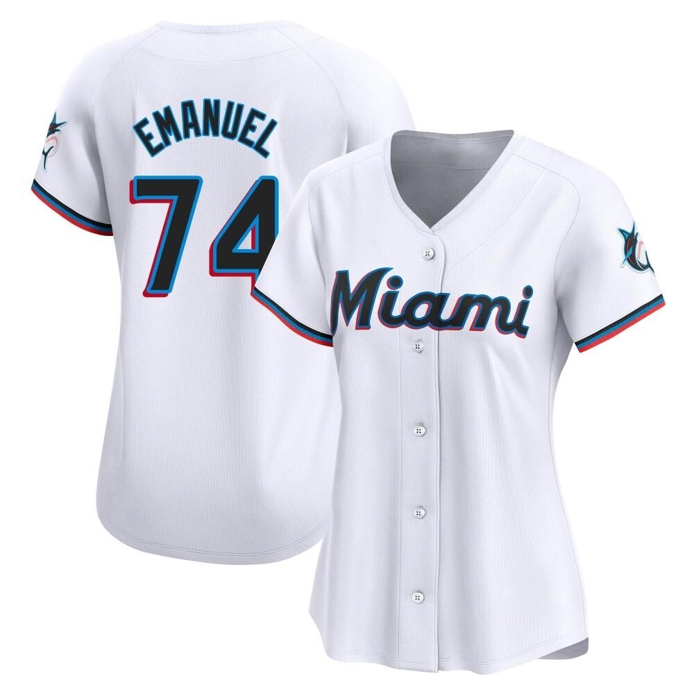 Women's Limited Miami Marlins Kent Emanuel Home Jersey - White Women's Limited Miami Marlins Kent Emanuel Home Jersey - White