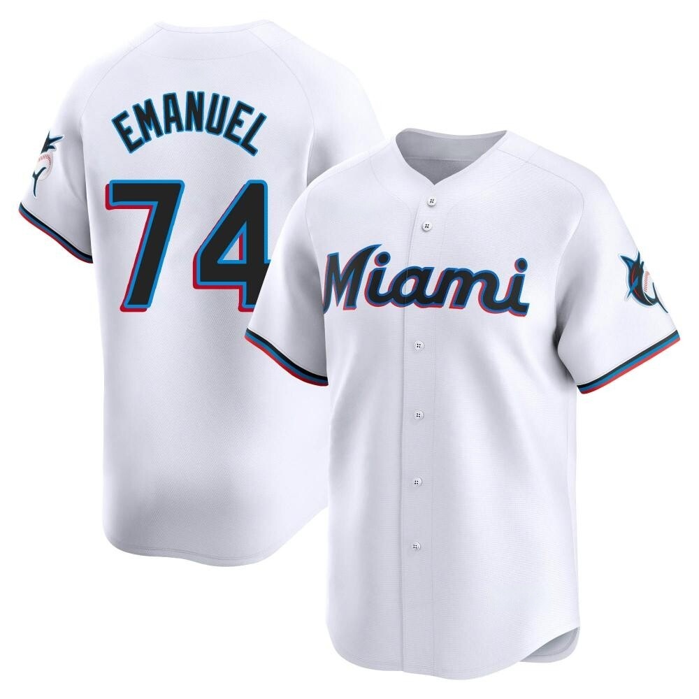 Youth Limited Miami Marlins Kent Emanuel Home Jersey - White Youth Limited Miami Marlins Kent Emanuel Home Jersey - White