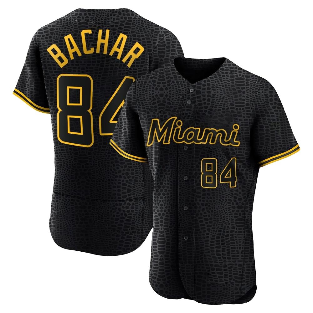 Authentic Miami Marlins Lake Bachar Snake Skin City Jersey - Black