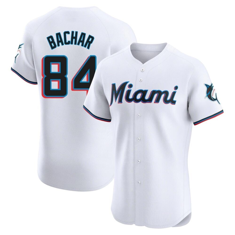 Elite Miami Marlins Lake Bachar Home Jersey - White Elite Miami Marlins Lake Bachar Home Jersey - White