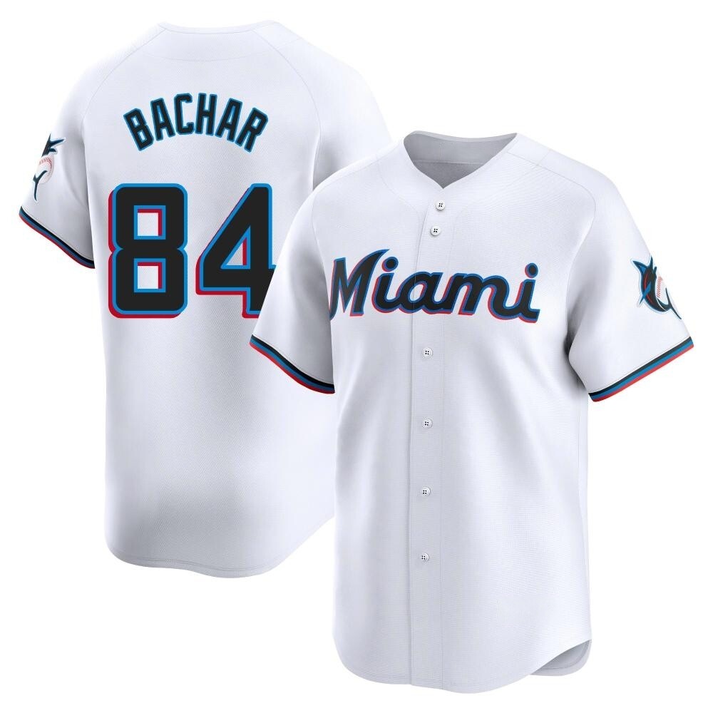 Limited Miami Marlins Lake Bachar Home Jersey - White Limited Miami Marlins Lake Bachar Home Jersey - White