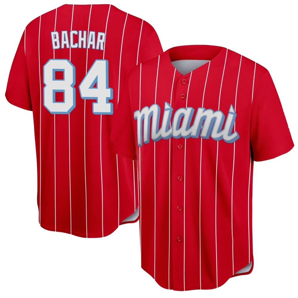 Replica Miami Marlins Lake Bachar 2021 City Connect Jersey - Red Replica Miami Marlins Lake Bachar 2021 City Connect Jersey - Red