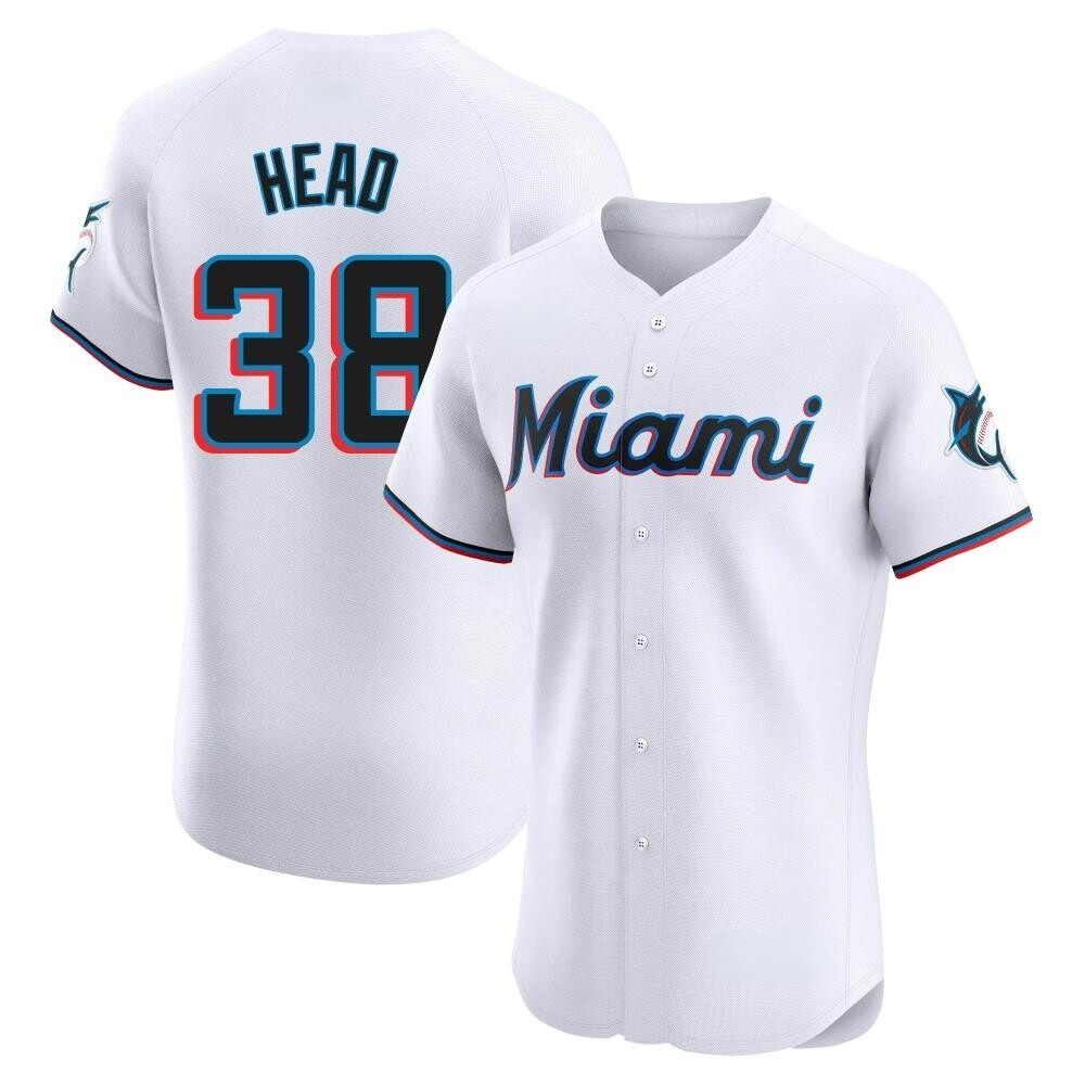Elite Miami Marlins Louis Head Home Jersey - White