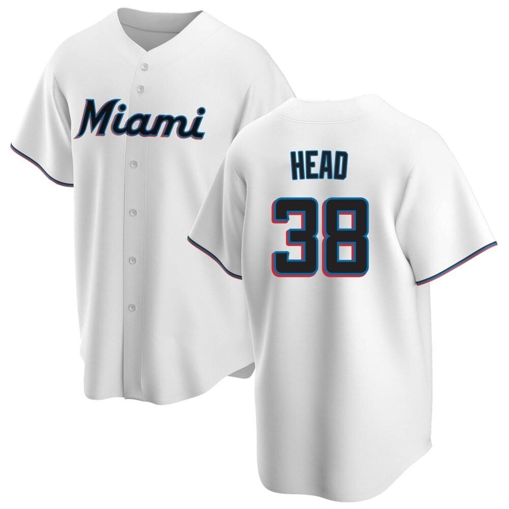 Replica Miami Marlins Louis Head Home Jersey - White Replica Miami Marlins Louis Head Home Jersey - White