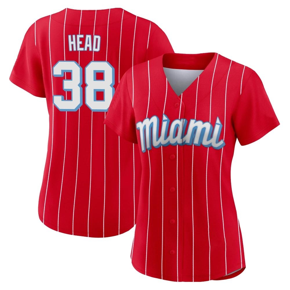 Women's Authentic Miami Marlins Louis Head 2021 City Connect Jersey - Red