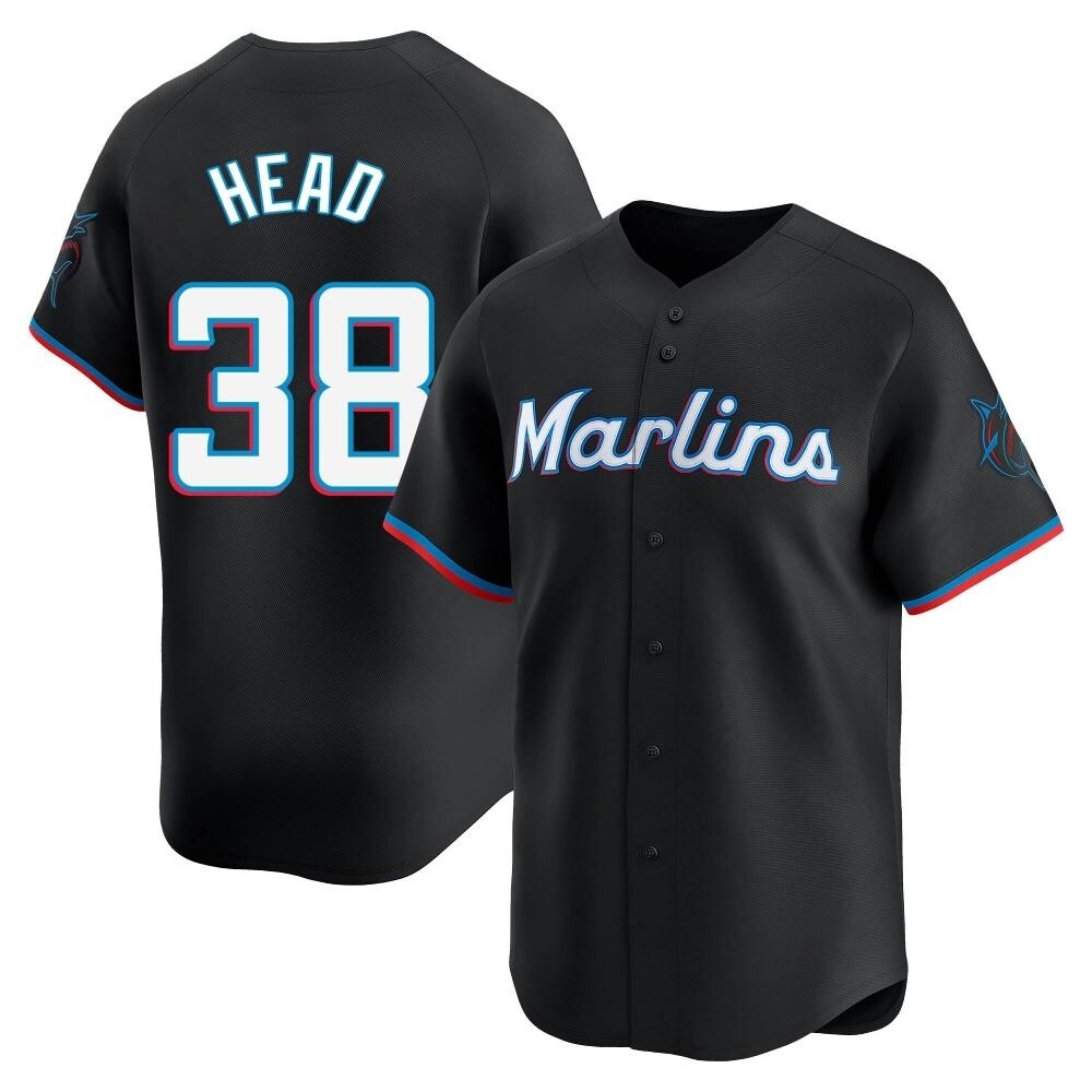 Youth Limited Miami Marlins Louis Head Alternate Jersey - Black Youth Limited Miami Marlins Louis Head Alternate Jersey - Black