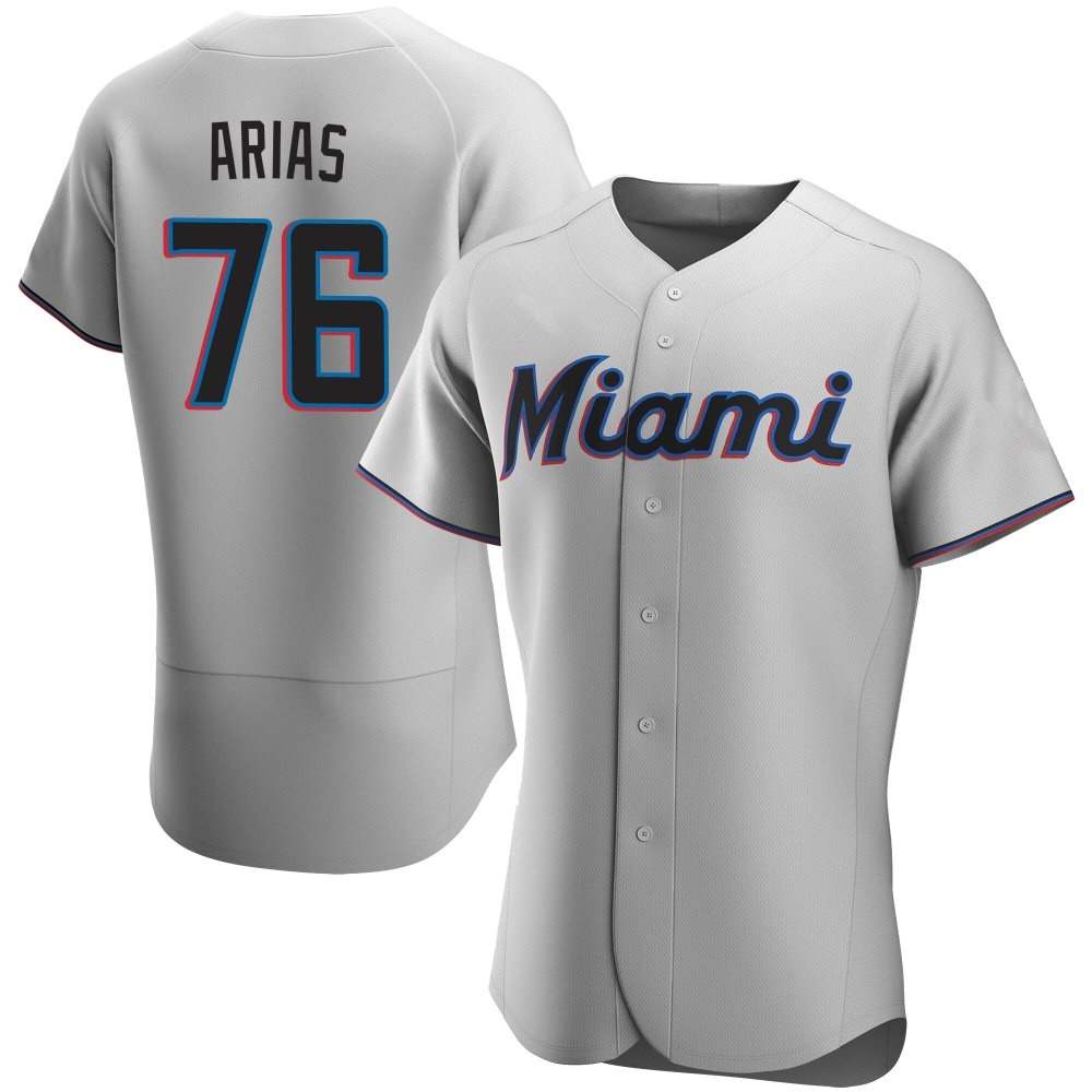 Authentic Miami Marlins Luarbert Arias Road Jersey - Gray Authentic Miami Marlins Luarbert Arias Road Jersey - Gray