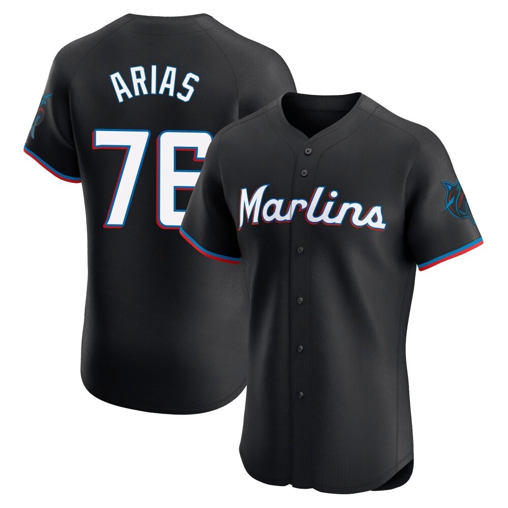 Elite Miami Marlins Luarbert Arias Alternate Vapor Premier Jersey - Black Elite Miami Marlins Luarbert Arias Alternate Vapor Premier Jersey - Black