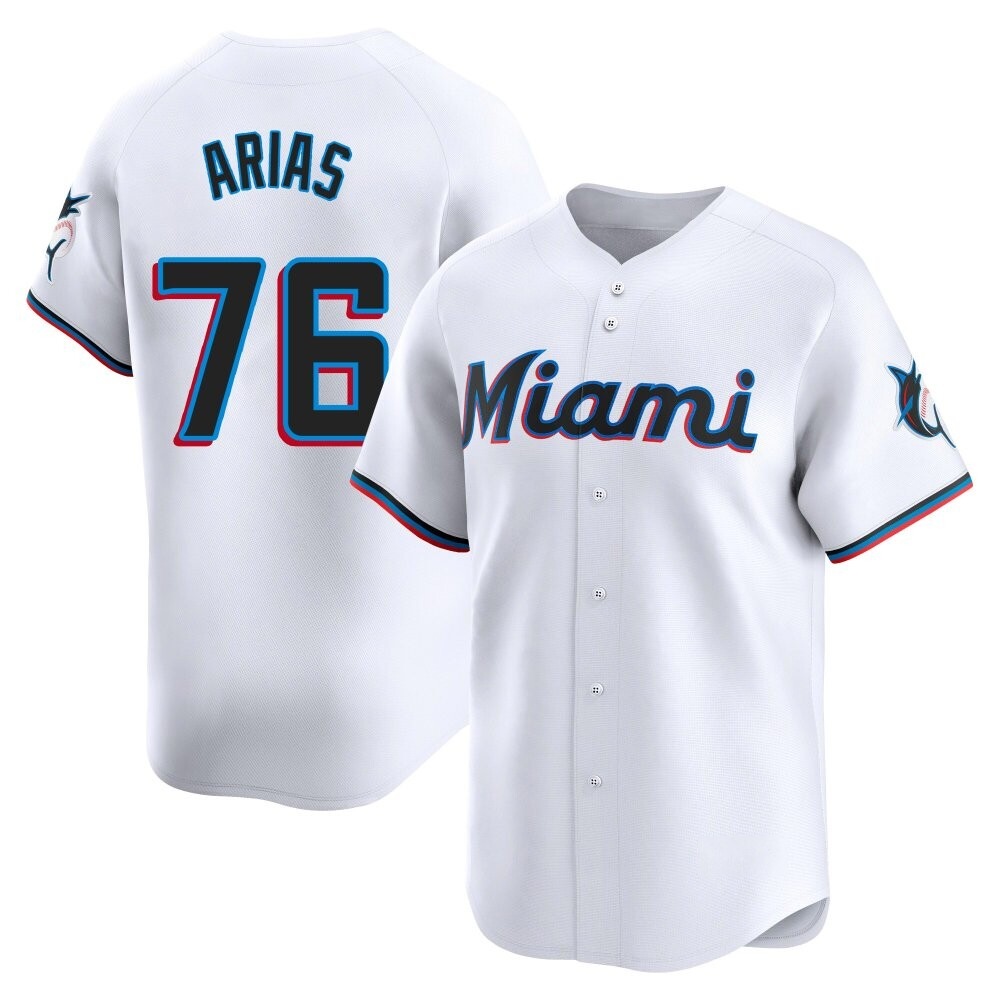 Limited Miami Marlins Luarbert Arias Home Jersey - White Limited Miami Marlins Luarbert Arias Home Jersey - White