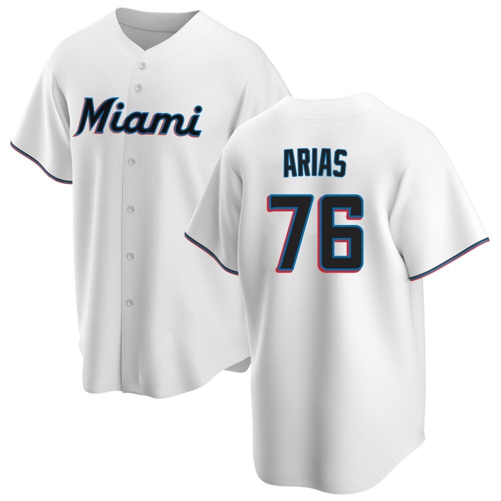 Replica Miami Marlins Luarbert Arias Home Jersey - White Replica Miami Marlins Luarbert Arias Home Jersey - White