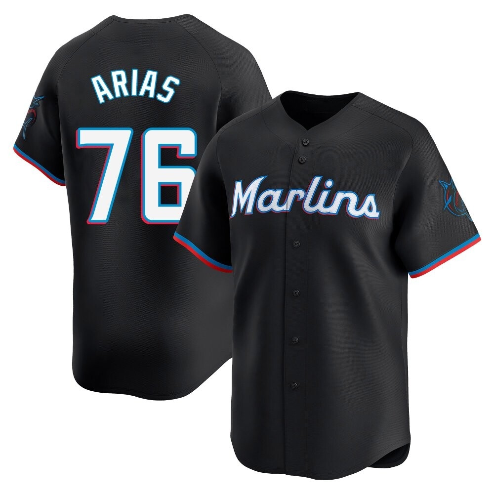 Youth Limited Miami Marlins Luarbert Arias Alternate Jersey - Black Youth Limited Miami Marlins Luarbert Arias Alternate Jersey - Black