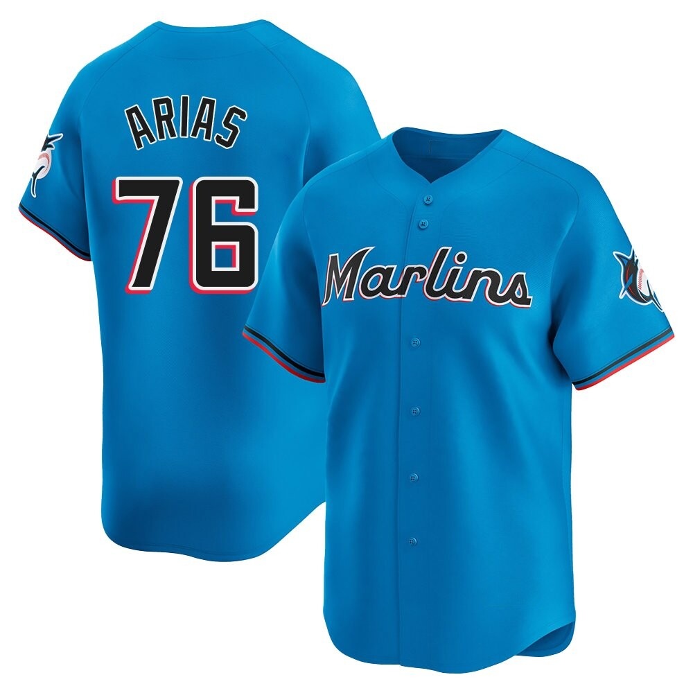 Youth Limited Miami Marlins Luarbert Arias Alternate Jersey - Blue Youth Limited Miami Marlins Luarbert Arias Alternate Jersey - Blue