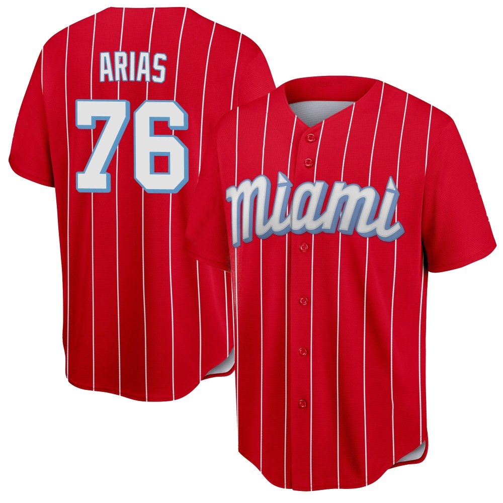 Youth Replica Miami Marlins Luarbert Arias 2021 City Connect Jersey - Red
