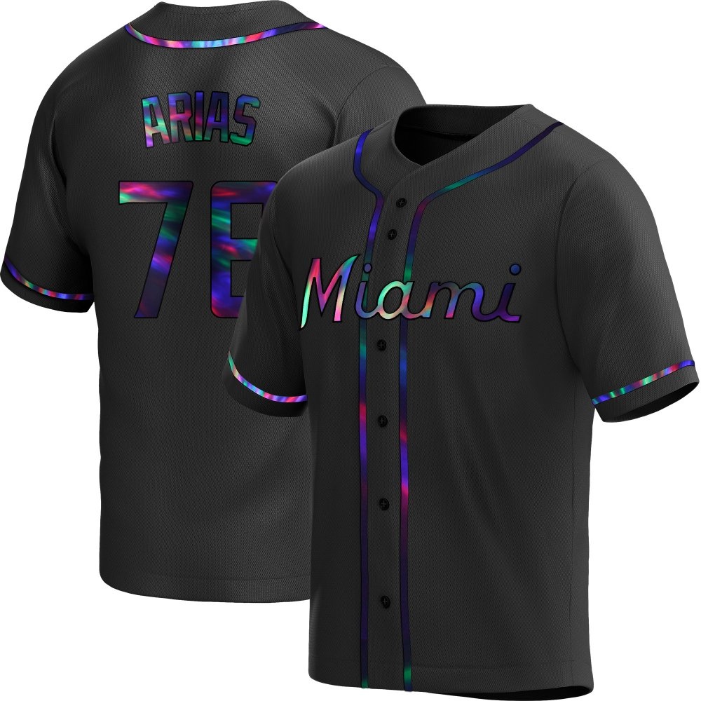 Youth Replica Miami Marlins Luarbert Arias Alternate Jersey - Black Holographic Youth Replica Miami Marlins Luarbert Arias Alternate Jersey - Black Holographic