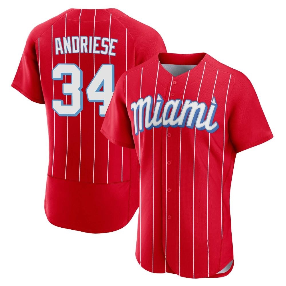 Authentic Miami Marlins Matt Andriese 2021 City Connect Jersey - Red Authentic Miami Marlins Matt Andriese 2021 City Connect Jersey - Red