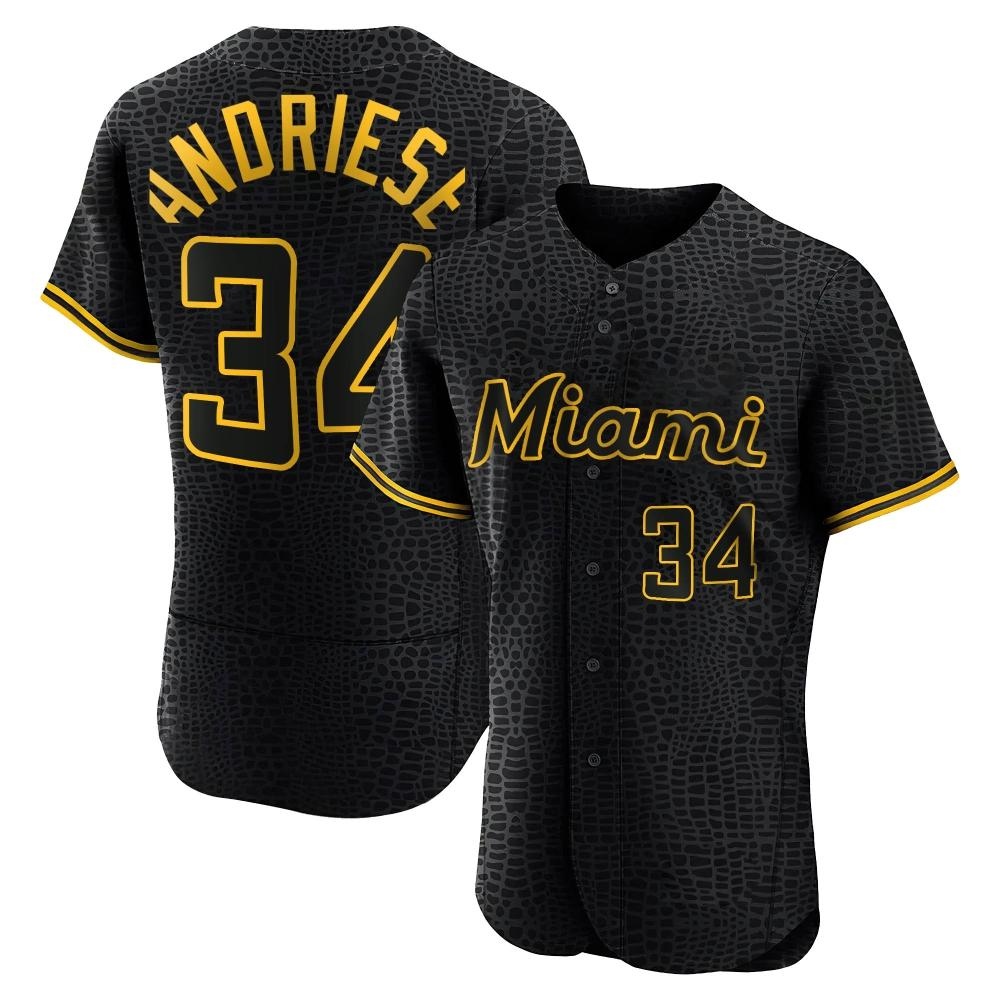 Authentic Miami Marlins Matt Andriese Snake Skin City Jersey - Black Authentic Miami Marlins Matt Andriese Snake Skin City Jersey - Black