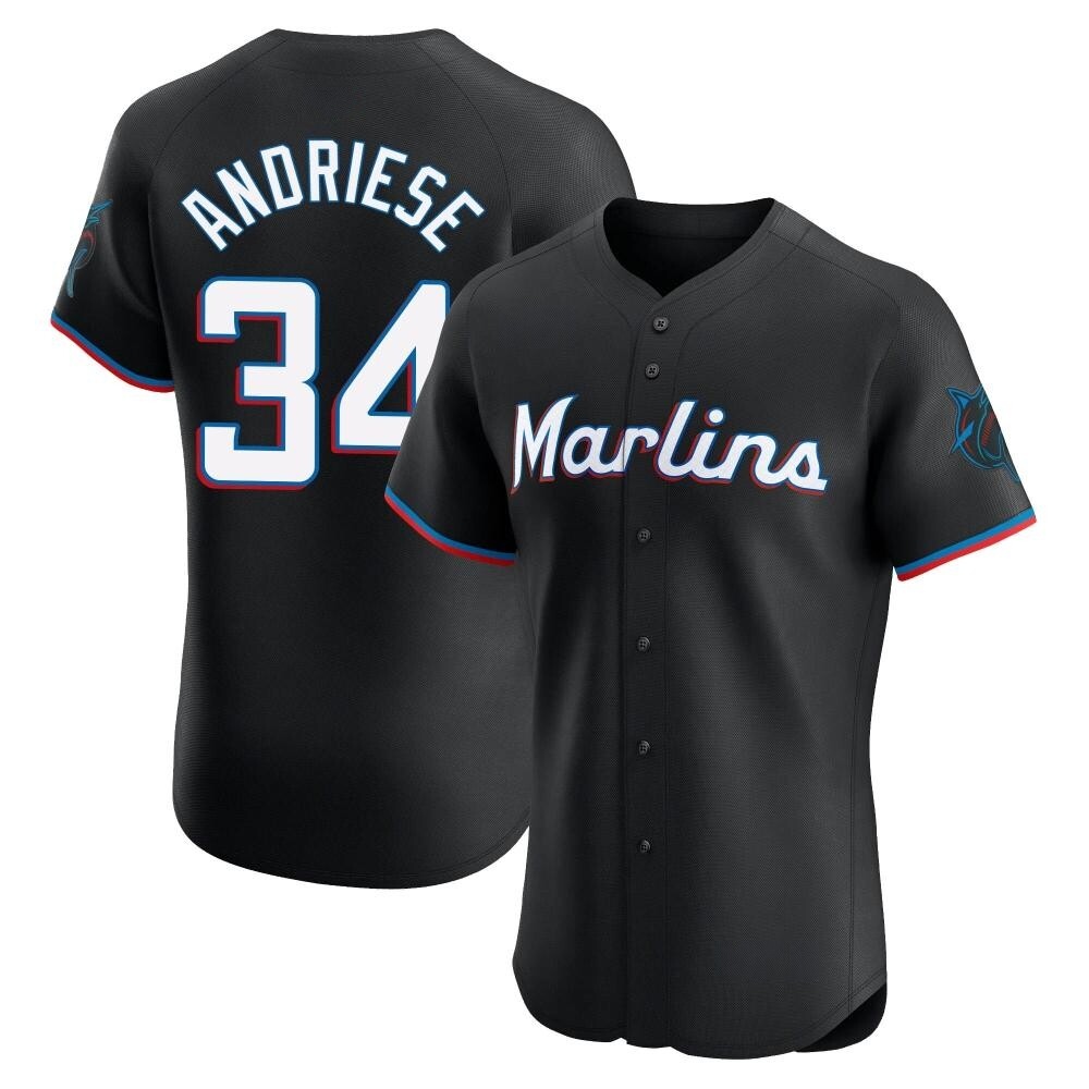 Elite Miami Marlins Matt Andriese Alternate Vapor Premier Jersey - Black Elite Miami Marlins Matt Andriese Alternate Vapor Premier Jersey - Black