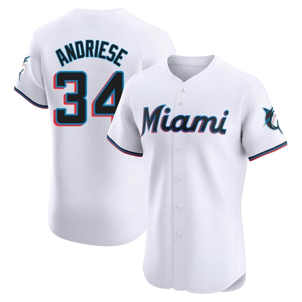 Elite Miami Marlins Matt Andriese Home Jersey - White Elite Miami Marlins Matt Andriese Home Jersey - White