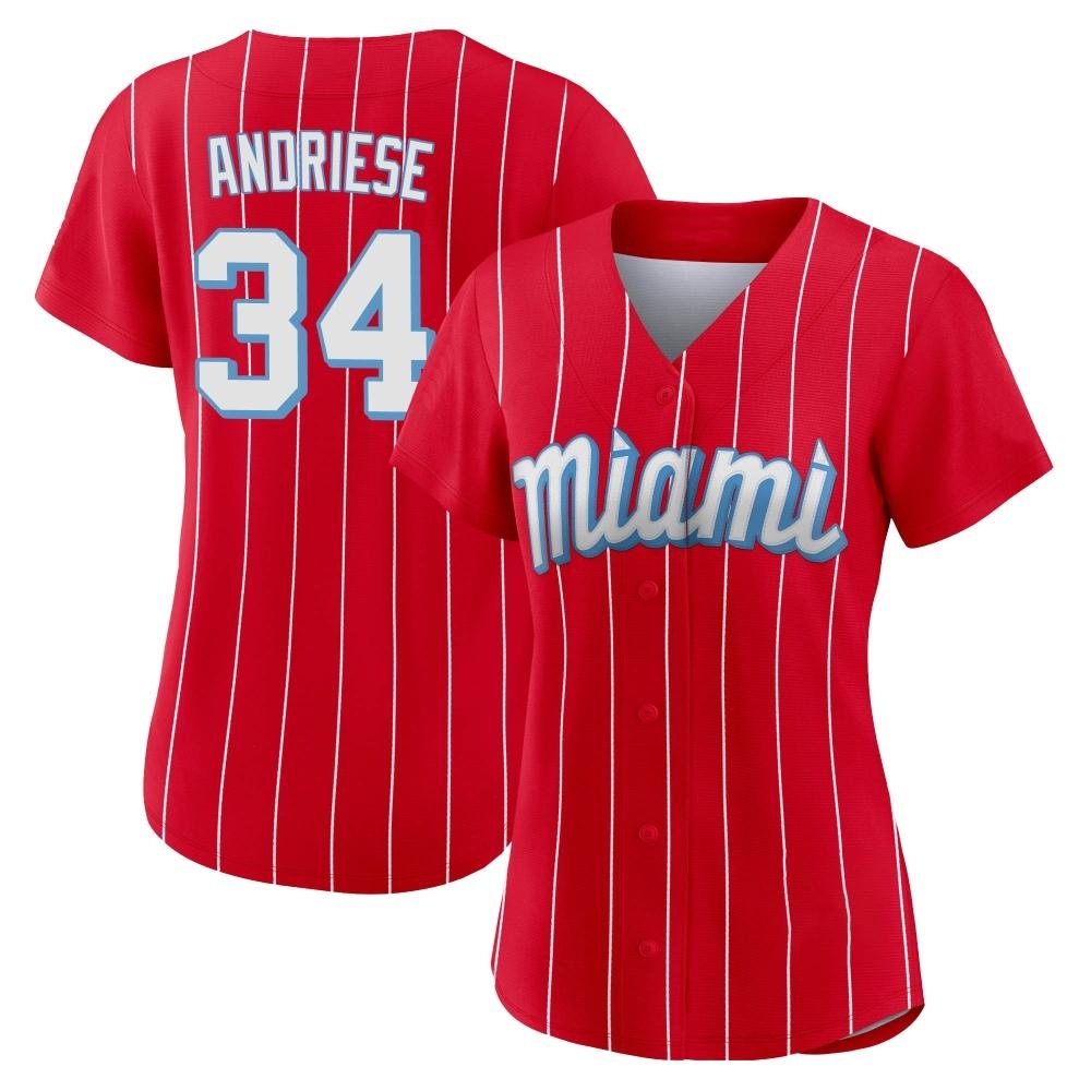 Women's Replica Miami Marlins Matt Andriese 2021 City Connect Jersey - Red Women's Replica Miami Marlins Matt Andriese 2021 City Connect Jersey - Red