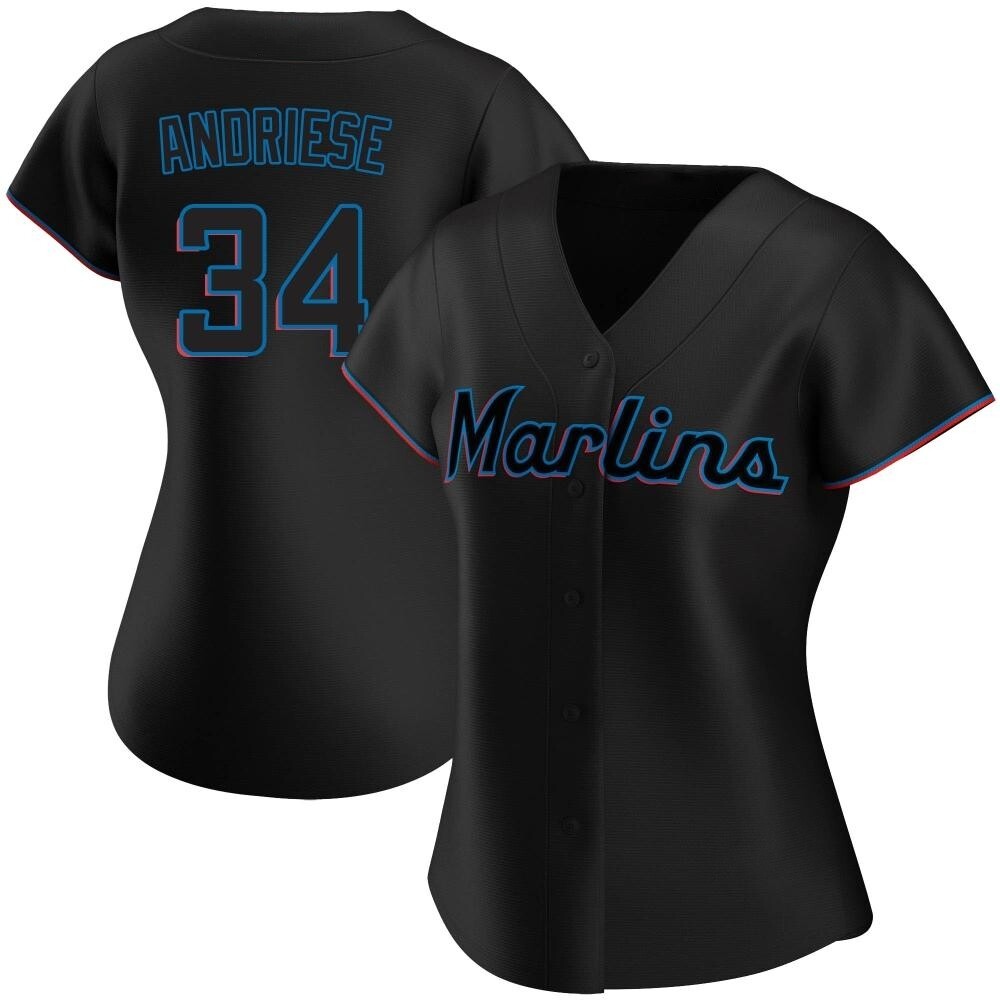 Women's Replica Miami Marlins Matt Andriese Alternate Jersey - Black Women's Replica Miami Marlins Matt Andriese Alternate Jersey - Black