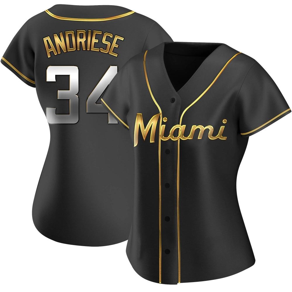 Women's Replica Miami Marlins Matt Andriese Alternate Jersey - Black Golden Women's Replica Miami Marlins Matt Andriese Alternate Jersey - Black Golden