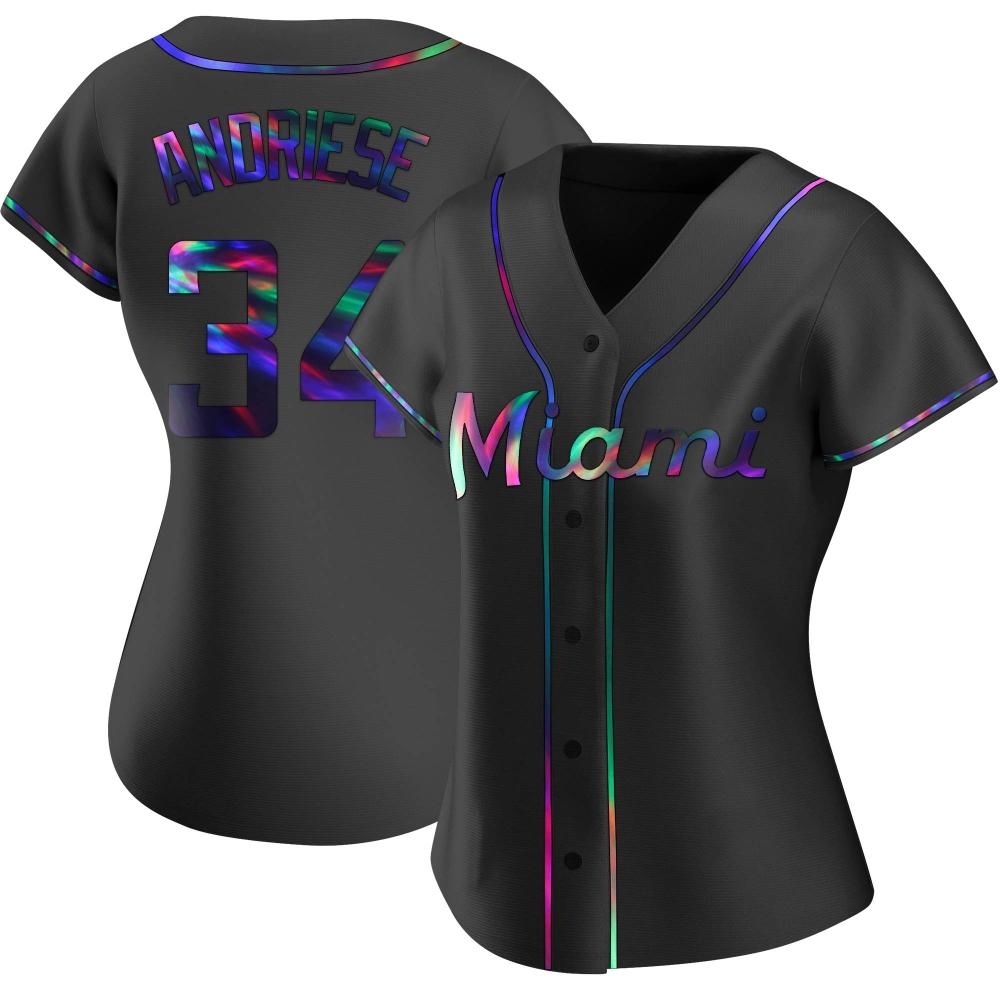 Women's Replica Miami Marlins Matt Andriese Alternate Jersey - Black Holographic Women's Replica Miami Marlins Matt Andriese Alternate Jersey - Black Holographic