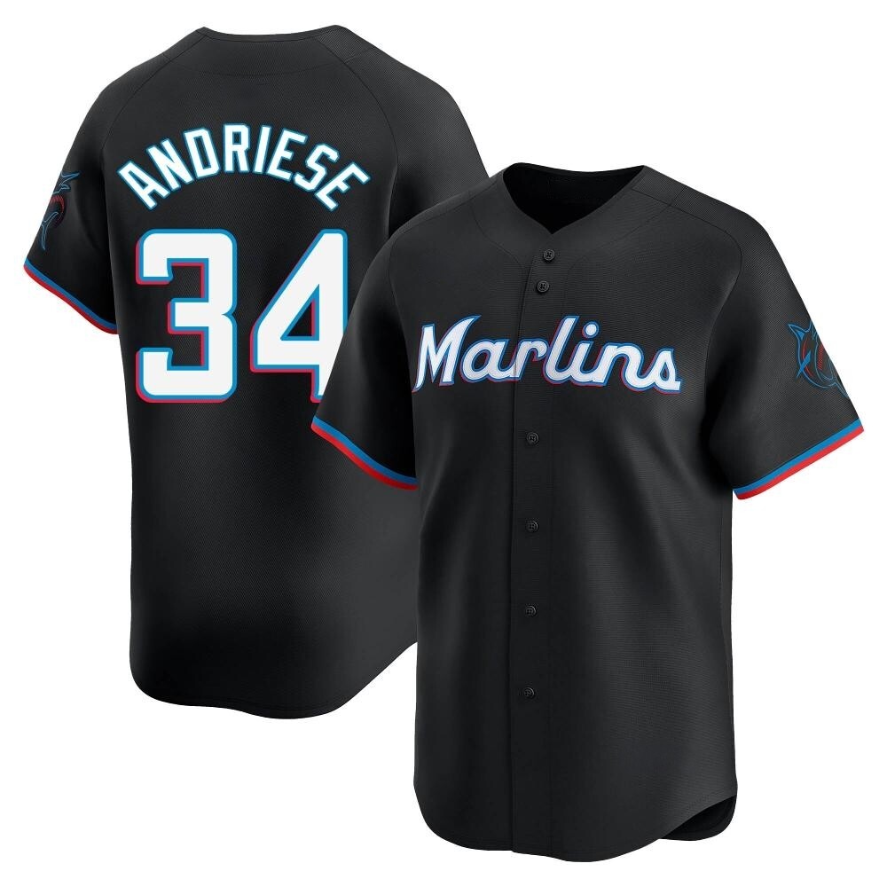 Youth Limited Miami Marlins Matt Andriese Alternate Jersey - Black Youth Limited Miami Marlins Matt Andriese Alternate Jersey - Black